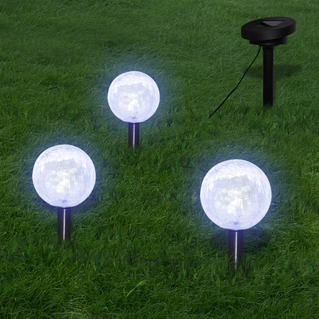 Vidaxl Solarbollampen 3 St. LED mit Bodenanker und Solarpanel
