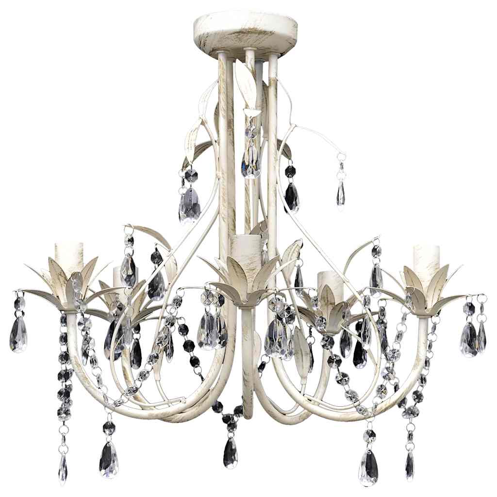 Vidaxl -Kristallkronleuchter mit weißem elegantem Design (5 Lampen)