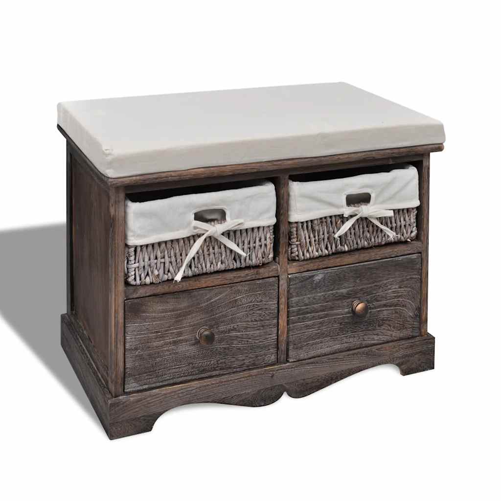 Vidaxl opbergbank 62x33x42 cm paulowniahout bruin