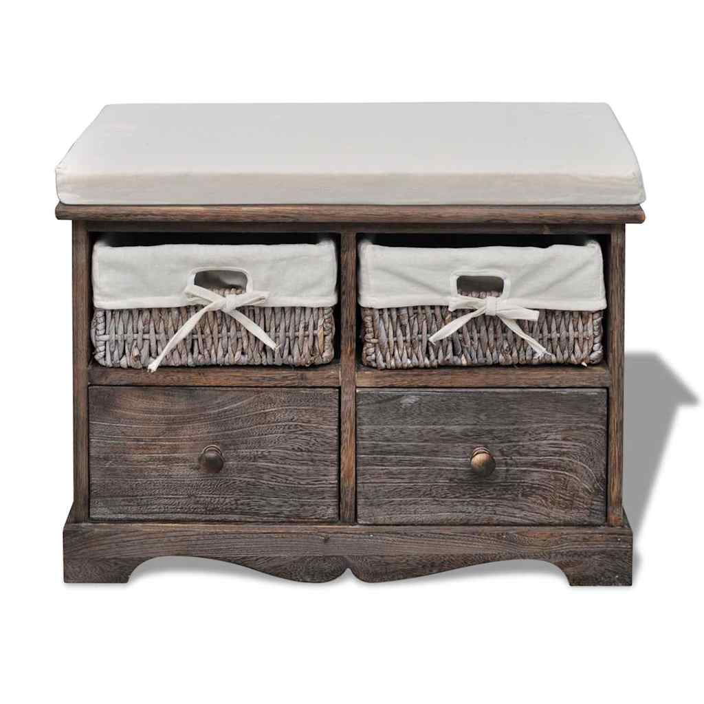 Vidaxl opbergbank 62x33x42 cm paulowniahout bruin