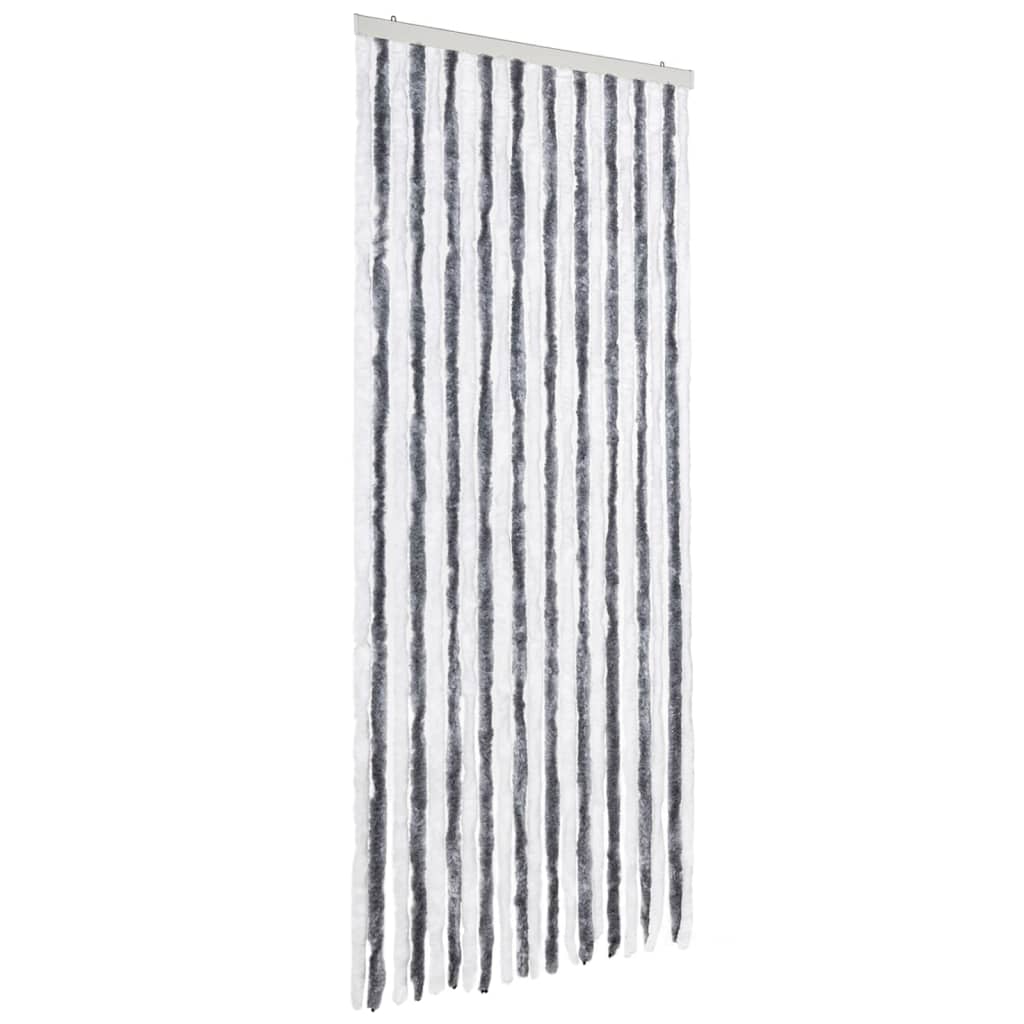 Vidaxl Fly Vorhang 90x220 cm Chenille grau und weiß