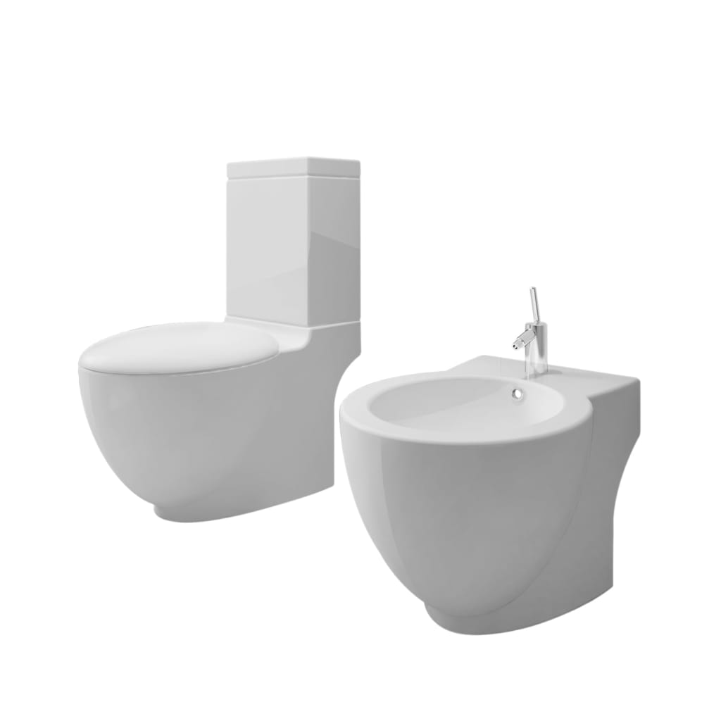 Vidaxl Toiletten Bidet Set Keramik Weiß