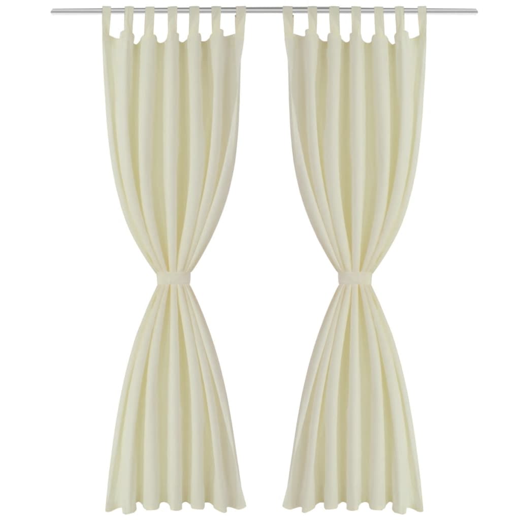Vidaxl Mikrosatin-Vorhänge mit Ringen 140 x 175 cm 2 Stück (Creme)