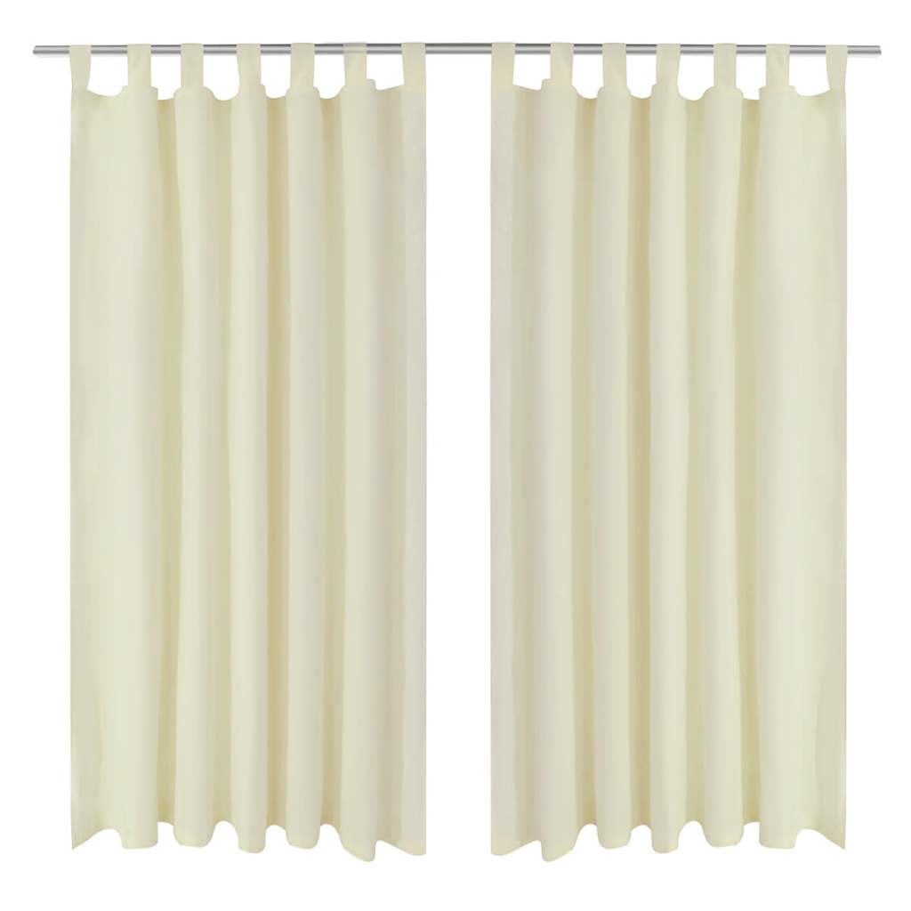 VidaXL Mikrosatin-Vorhänge mit Ringen 140 x 225 cm 2 Stück (Creme)