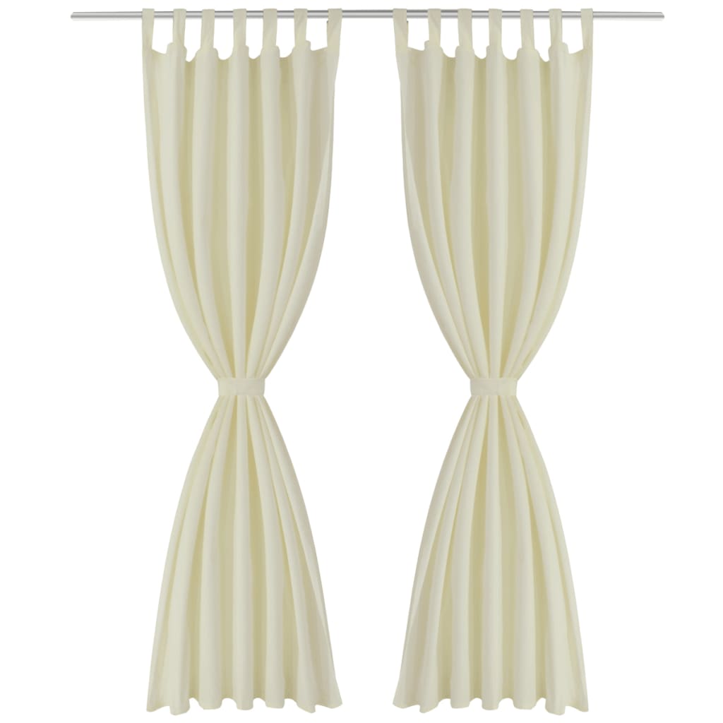 VidaXL Mikrosatin-Vorhänge mit Ringen 140 x 225 cm 2 Stück (Creme)