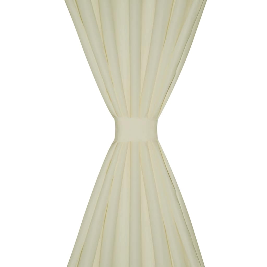 VidaXL Mikrosatin-Vorhänge mit Ringen 140 x 225 cm 2 Stück (Creme)