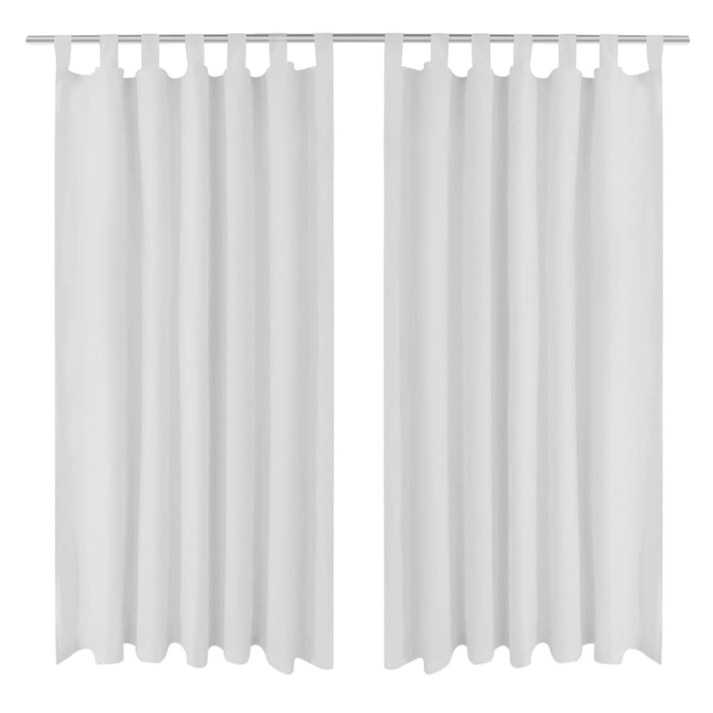 Vidaxl Micro-Satin-Vorhänge mit Ringen 140 x 245 cm 2 Stück (weiß)