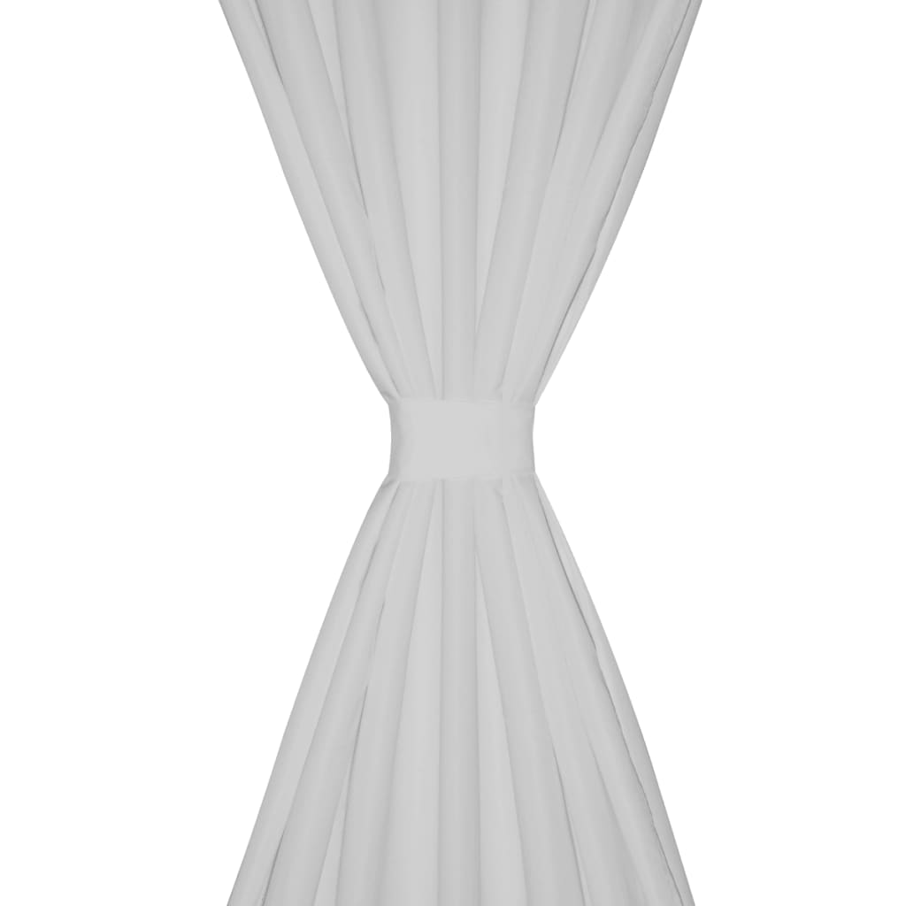 Vidaxl Micro-Satin-Vorhänge mit Ringen 140 x 245 cm 2 Stück (weiß)