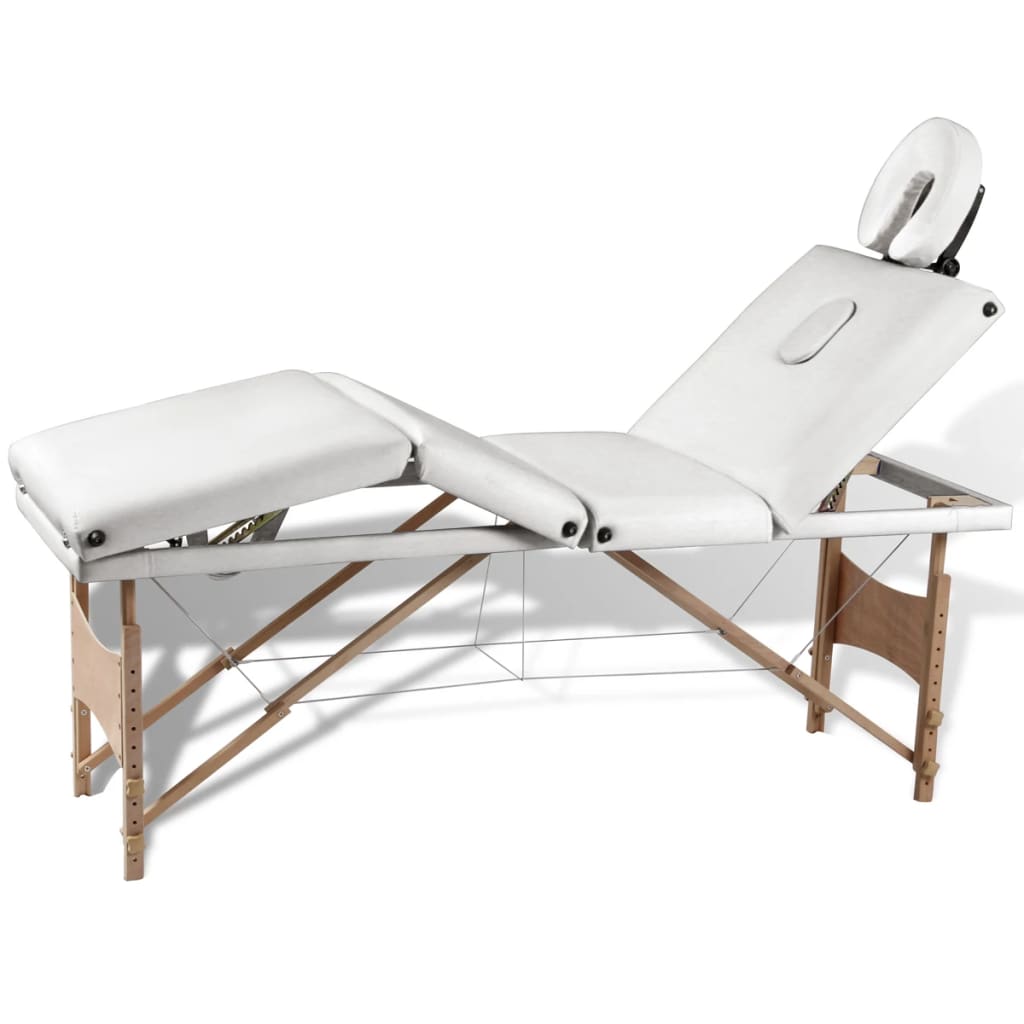 Vidaxl Faltbare Massage Tabelle 4 Zonen mit Holzrahmen (Creme)