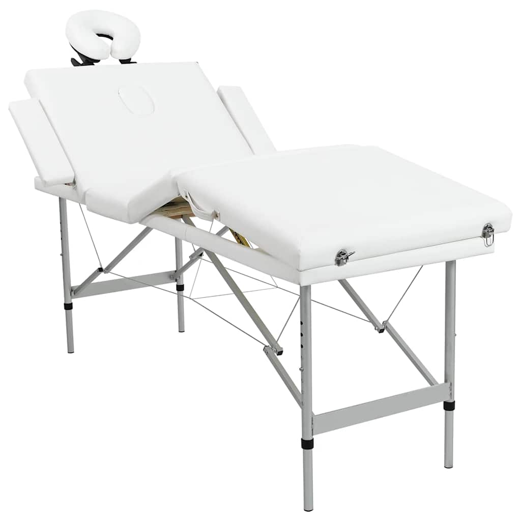 VIDAXL -Massage -Tabelle mit Aluminiumrahmen zusammenklappbar (vier Teile Creme weiß)