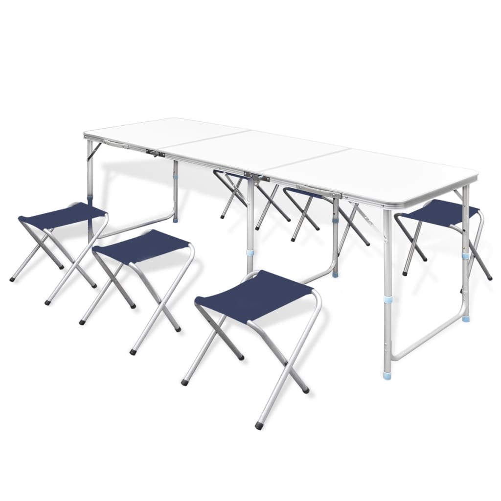 Vidaxl Camping Table in Höhe mit 6 Stühlen 180x60 cm einstellbar