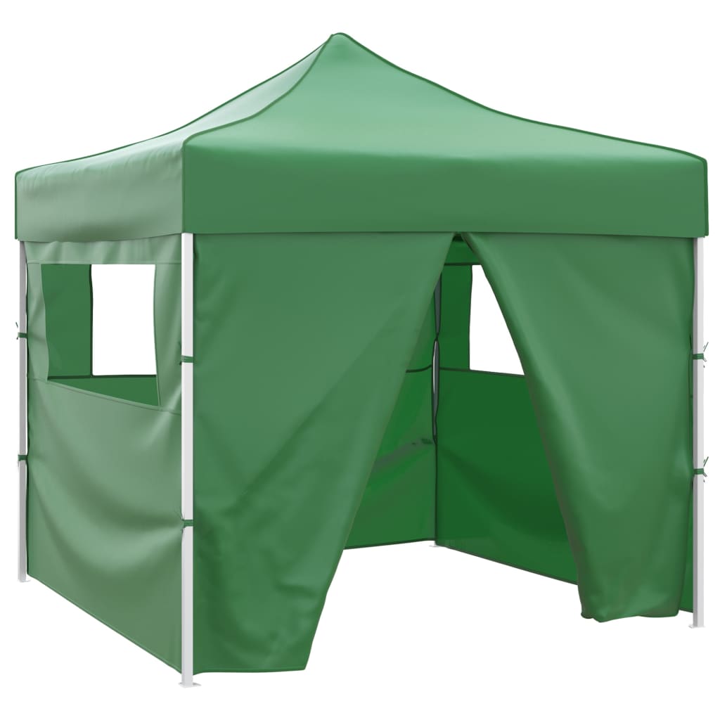 Vidaxl -Faltzelt mit 4 Seitenwänden 3x3 m grün