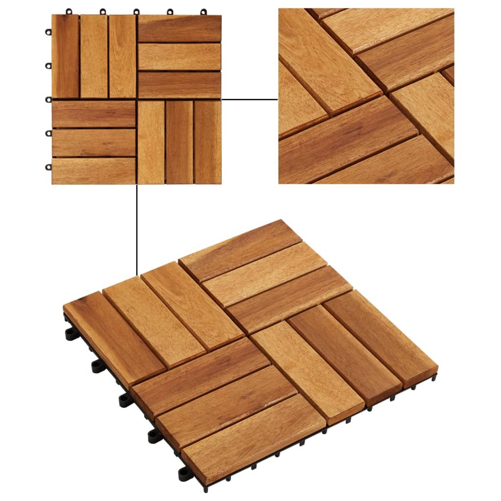 VIDAXL -Terrassenfliesen 30 x 30 cm Akazie -Set 30