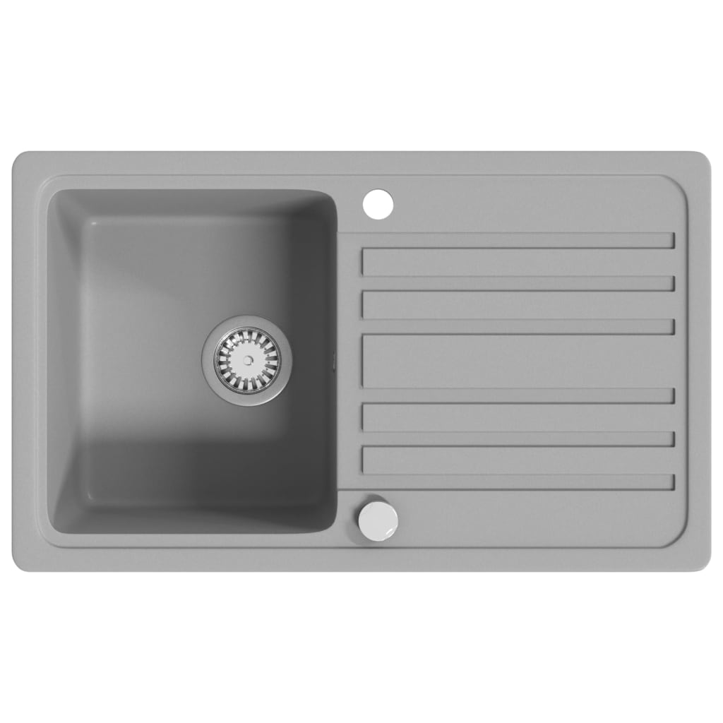Vidaxl Sink Granit Einer Behälter mit Abfluss reversibler Grau