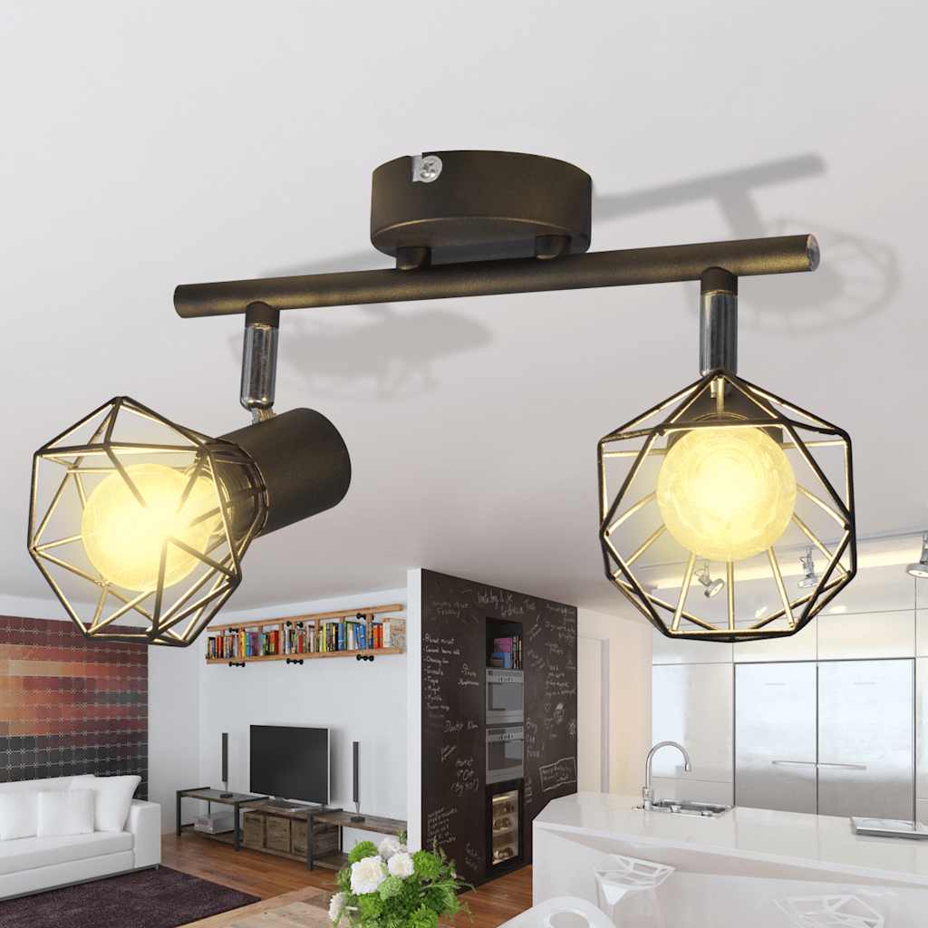 Vidaxl Deckenlampe mit 2 LEDs Industrial Style Schwarz