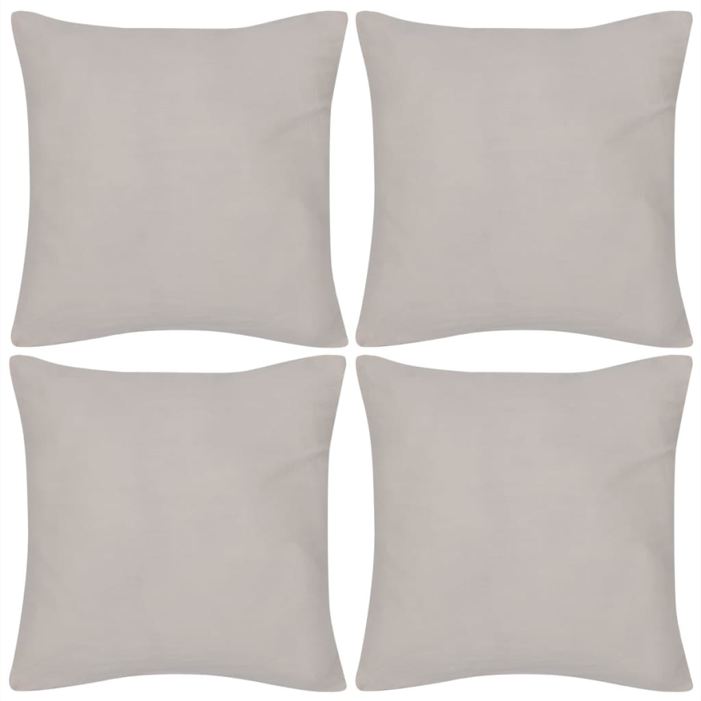 Vidaxl -Kissenbezüge Baumwolle 50 x 50 cm Beige 4 Teile