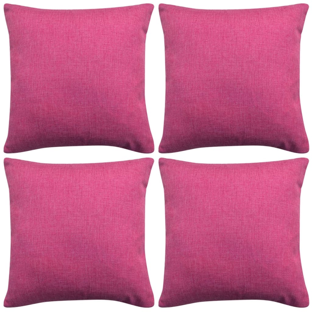 VidaXL Kissenbezüge 4 Stück Leinenoptik rosa 40x40 cm