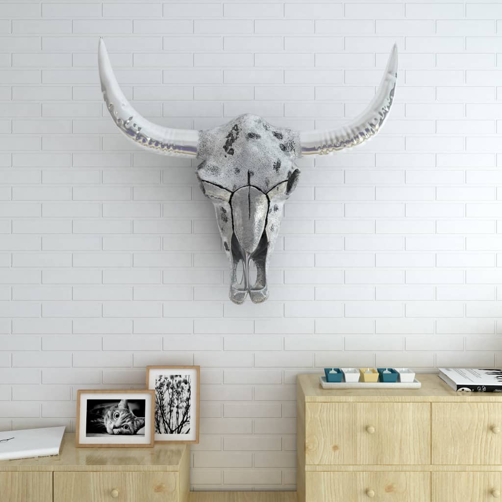 Vidaxl -Schädel -Wanddekoration Aluminium Silber