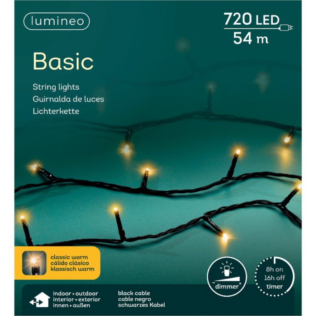 Lumineo LED-Kabel 720 LEDs 5400 cm schwarz warmweißes Licht
