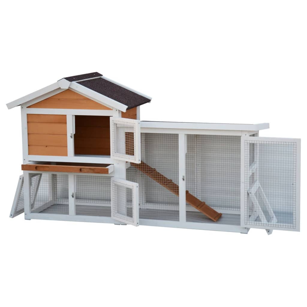 @Pet Kaninchen Hutch Queensland 147x53x85 cm weiß und braun