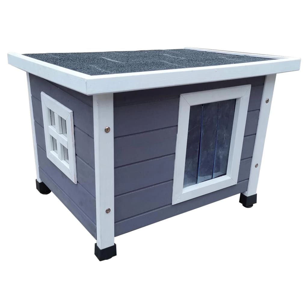 @Pet Cat Loft für außerhalb von 57x45x43 cm Holz grau und weiß