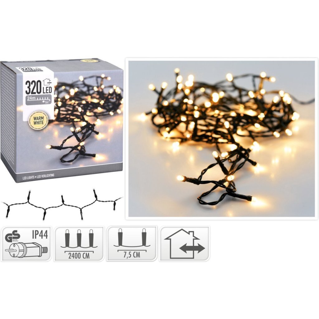 S.i.a. LED-Beleuchtung 320LEDs 240 cm warmweißes Licht schwarz