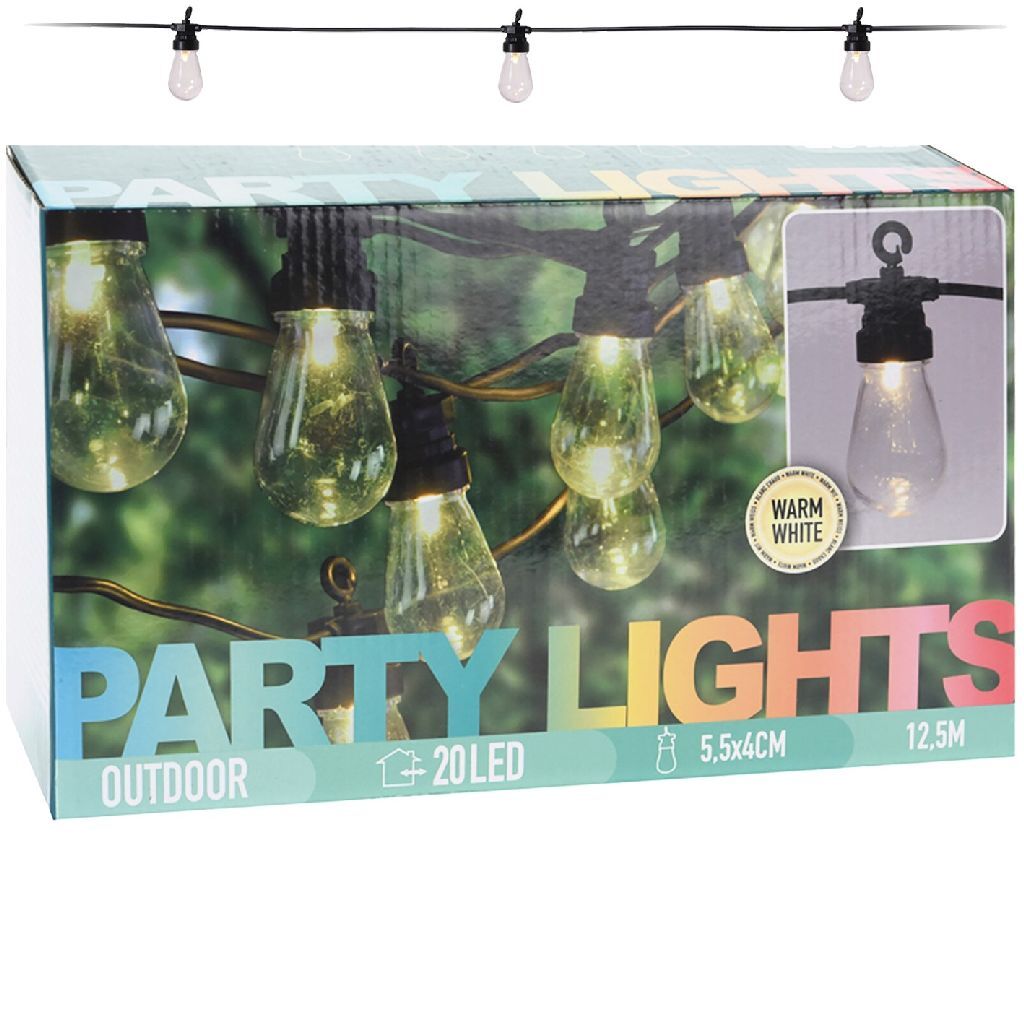 Grundlegende Partyleuchte im Freien 12,5 m 20 LED -Lampen warm Weiß