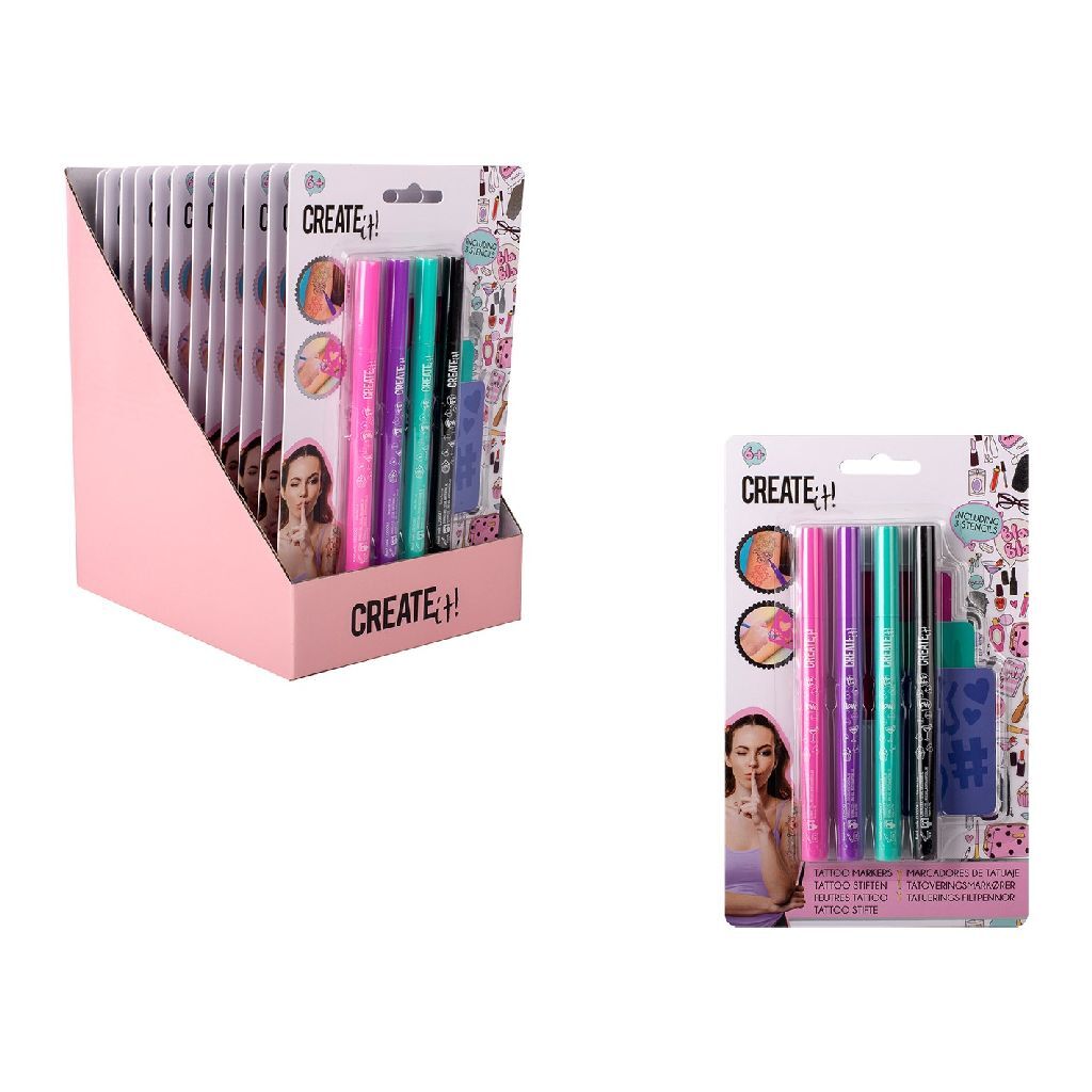Canenco Beauty Tattoo Stift mit Schablonen, 4 Stk.