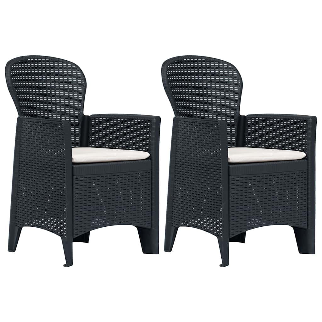 Vidaxl tuinstoelen 2 st met kussen rattan-look kunststof antraciet