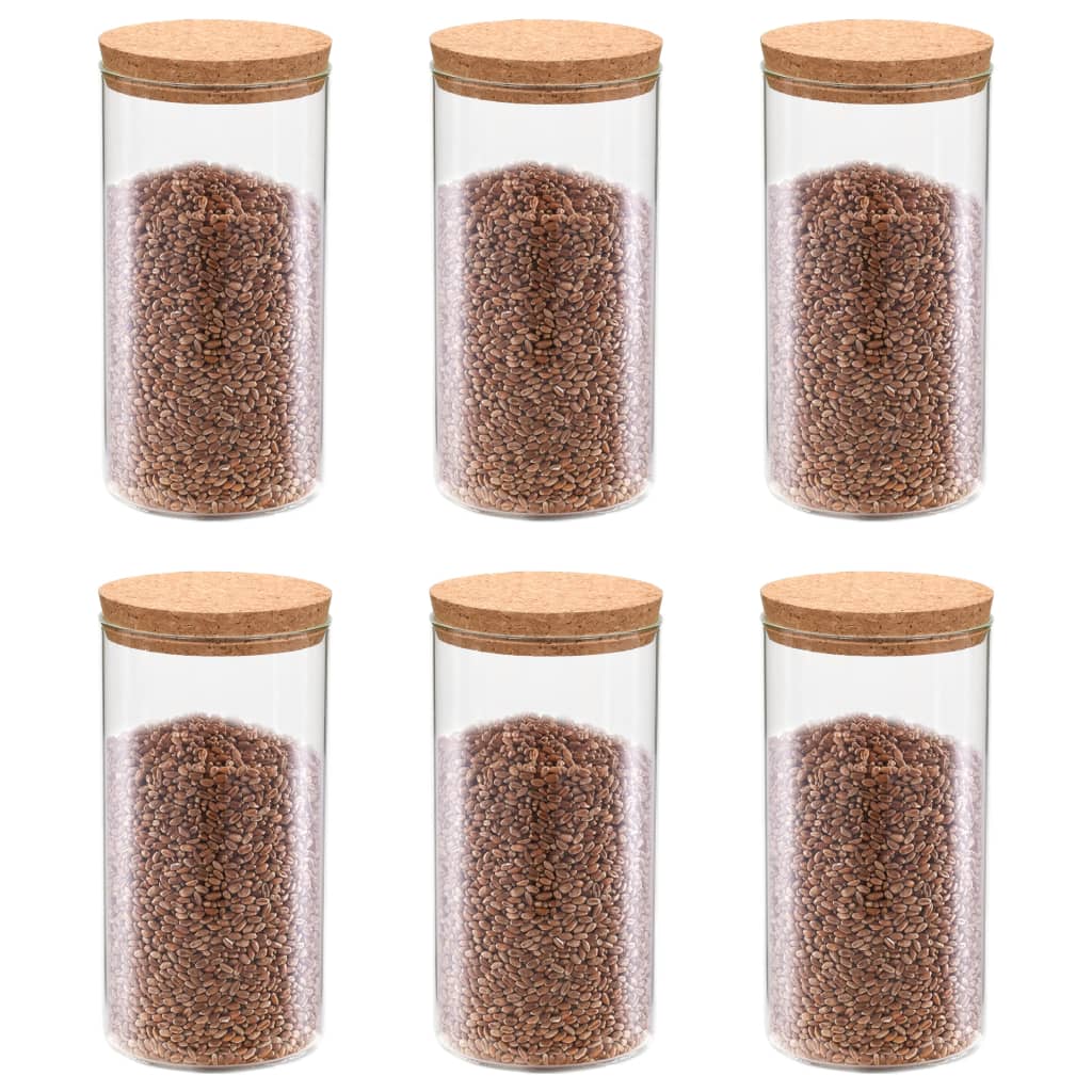 Vidaxl -Aufbewahrungstöpfe mit Korkdeckel 6 ST 1100 ml Glas