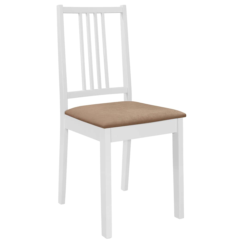 Vidaxl eetkamerstoelen met kussens 4 st massief hout wit