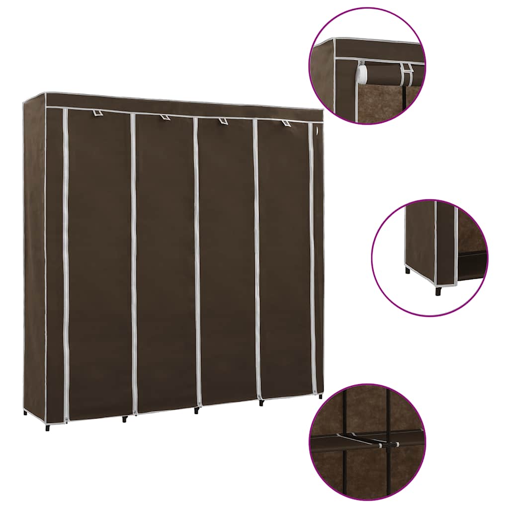 Vidaxl kledingkast met 4 vakken 175x45x170 cm bruin