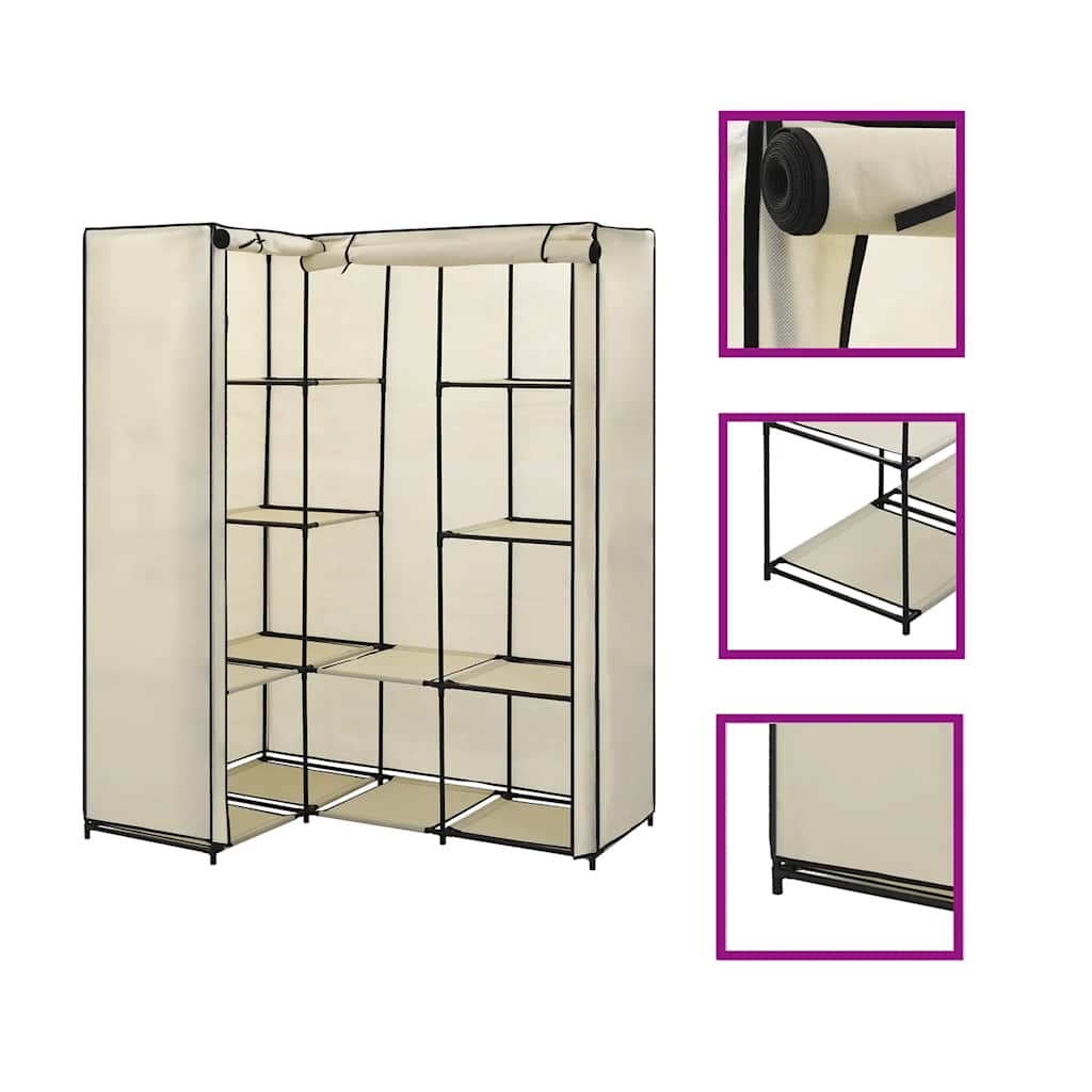 Vidaxl hoekkledingkast 130x87x169 cm crème