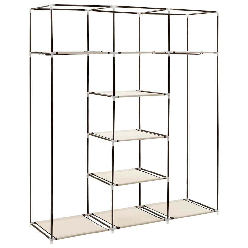 Vidaxl kledingkast met vakken en stangen 150x45x175 cm stof crème