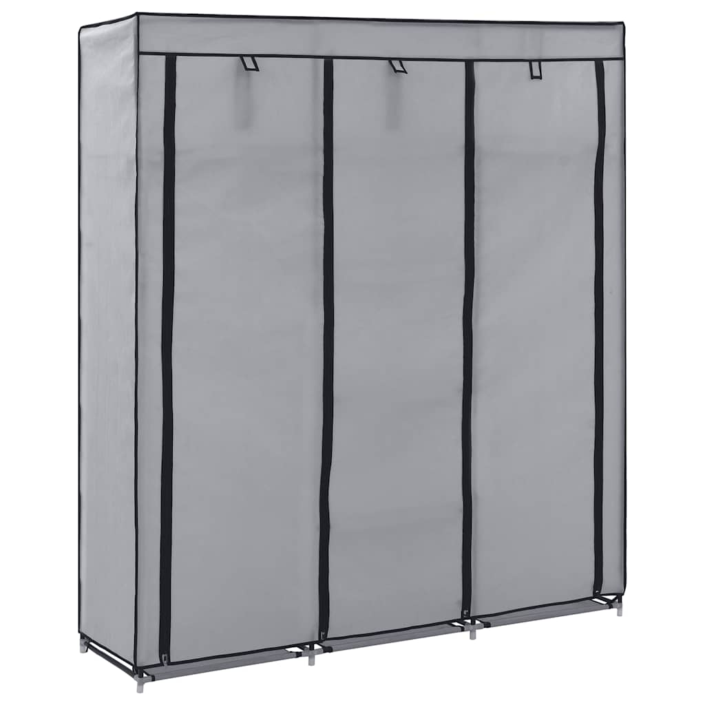 Vidaxl kledingkast met vakken en stangen 150x45x175 cm stof grijs
