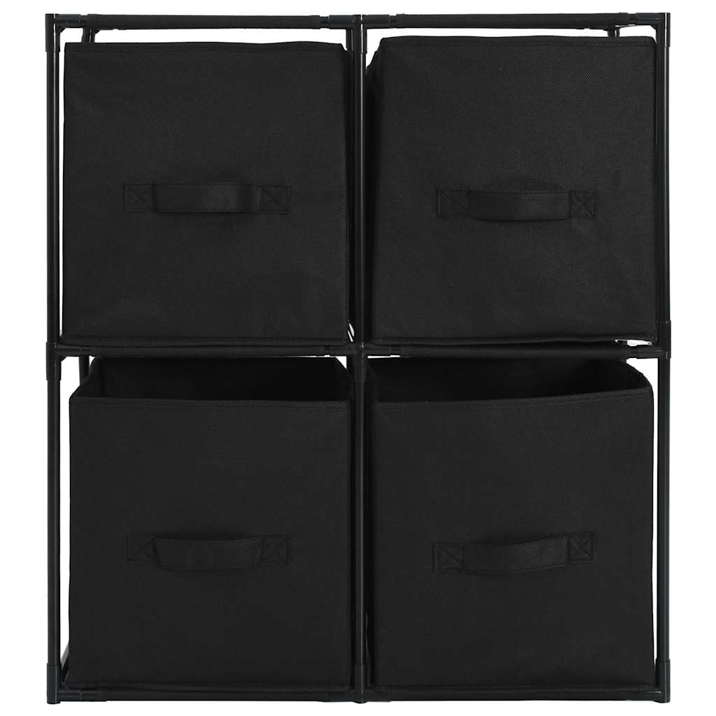 Vidaxl opbergkast met 4 stoffen manden 63x30x71 cm staal zwart