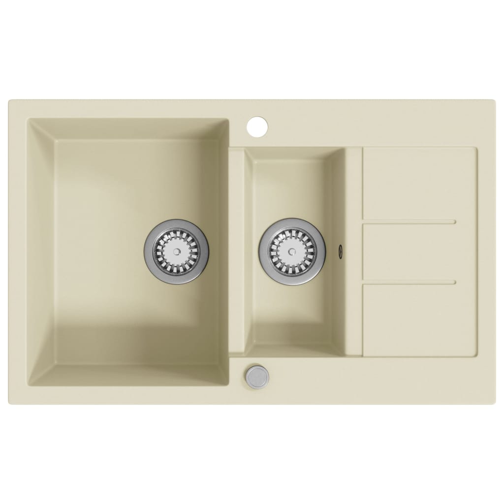 Vidaxl Sink Double Bins Granit Beige