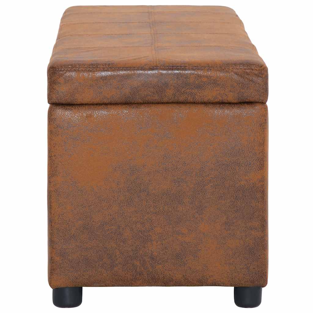Vidaxl bankje met opbergvak 116 cm kunstsuède bruin