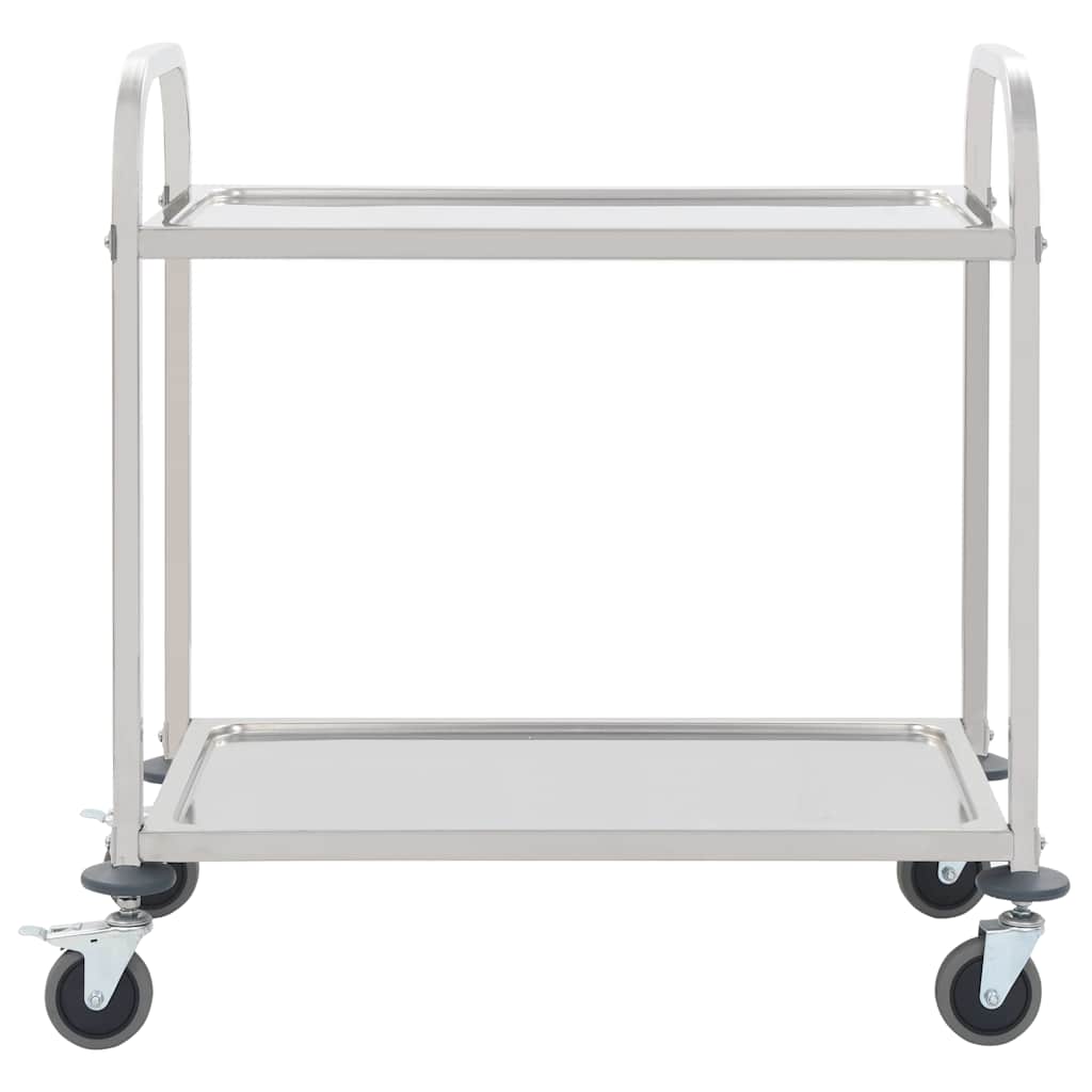 Vidaxl keukentrolley 2-laags 96,5x55x90 cm roestvrij staal