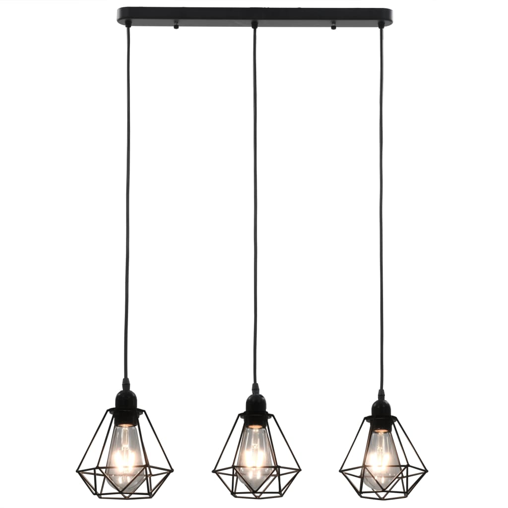 VIDAXL -Deckenlampe mit diamant -verdrängten 3xe27 Schwarz