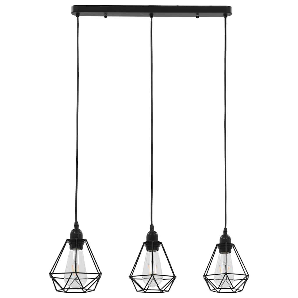 VIDAXL -Deckenlampe mit diamant -verdrängten 3xe27 Schwarz