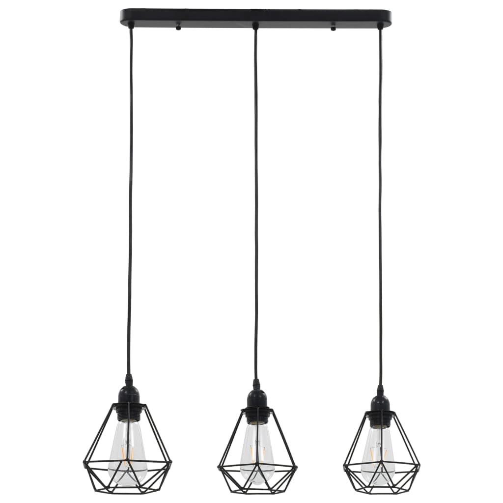 VIDAXL -Deckenlampe mit diamant -verdrängten 3xe27 Schwarz