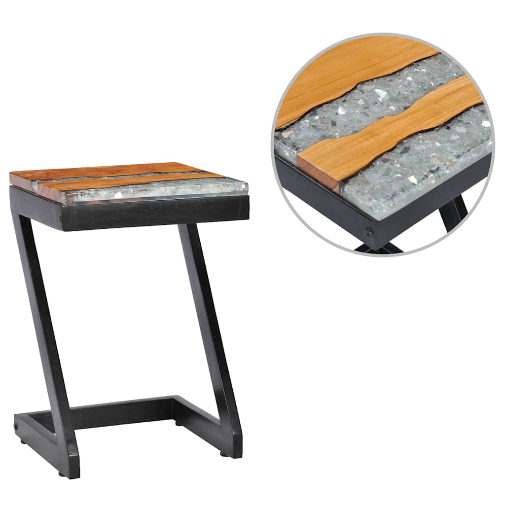 Vidaxl salontafel 30x30x50 cm massief teakhout en polyresin