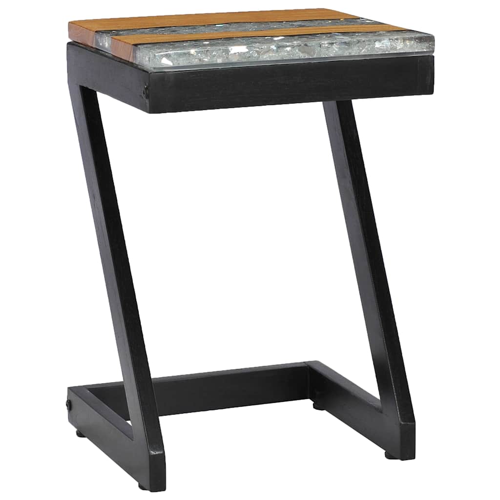 Vidaxl salontafel 30x30x50 cm massief teakhout en polyresin