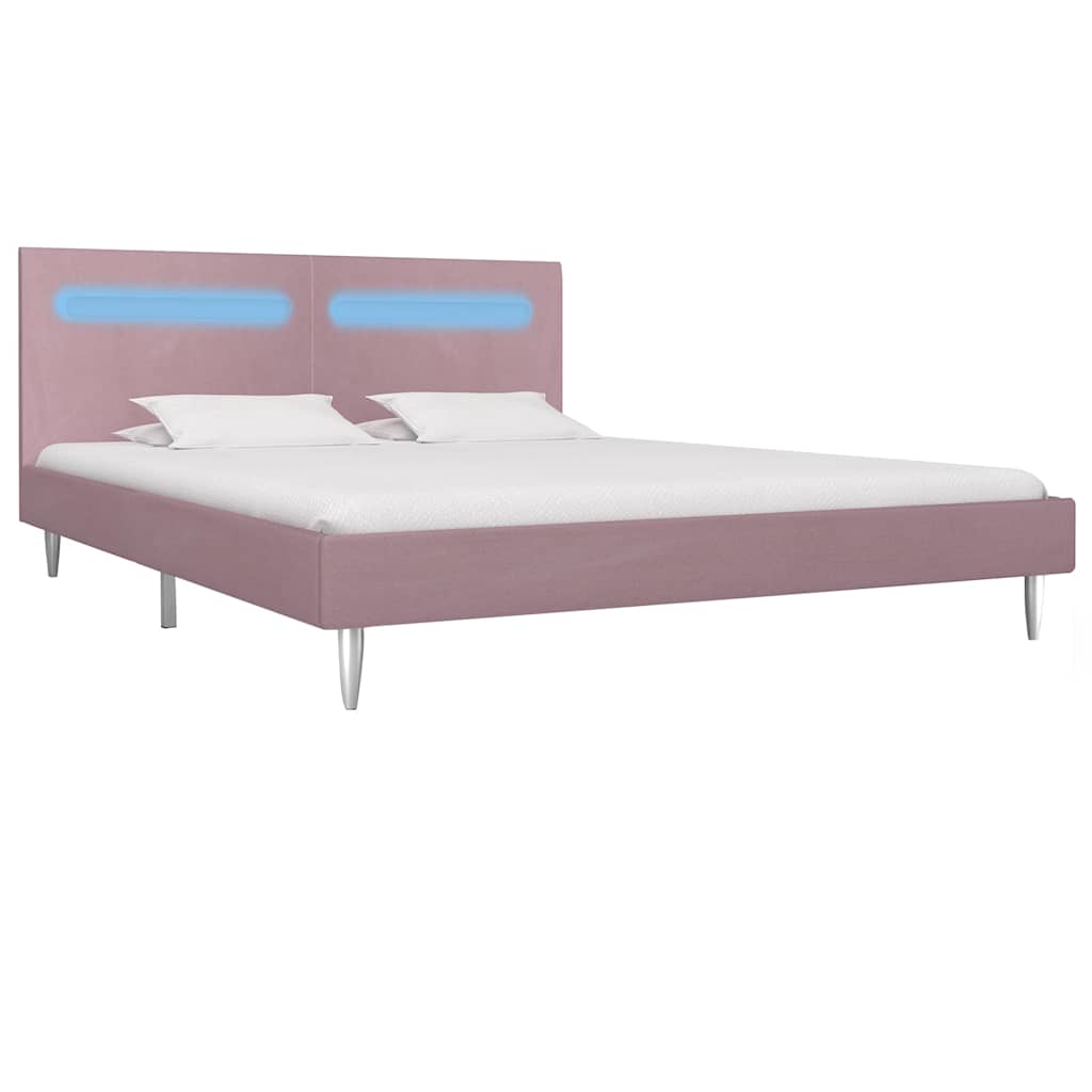 Vidaxl bedframe met led stof roze 180x200 cm