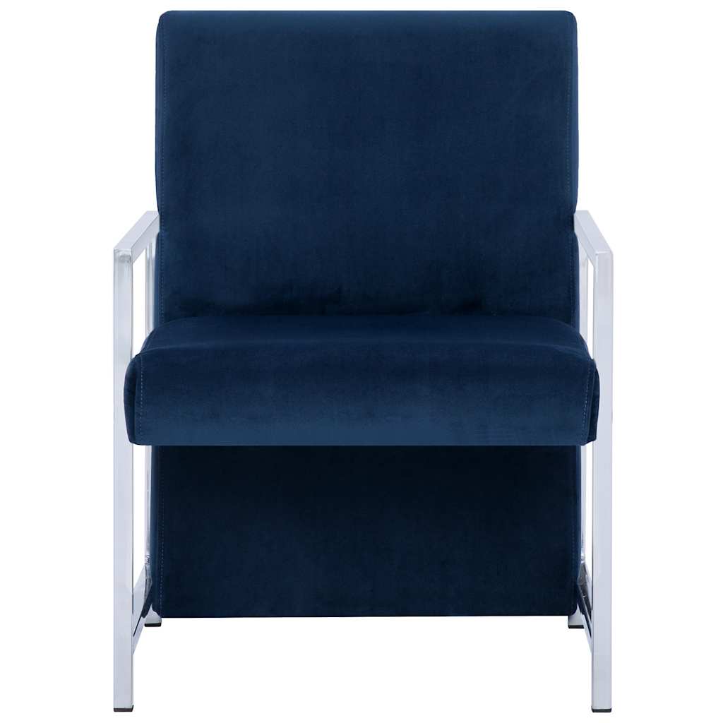 Vidaxl fauteuil met chromen poten fluweel blauw