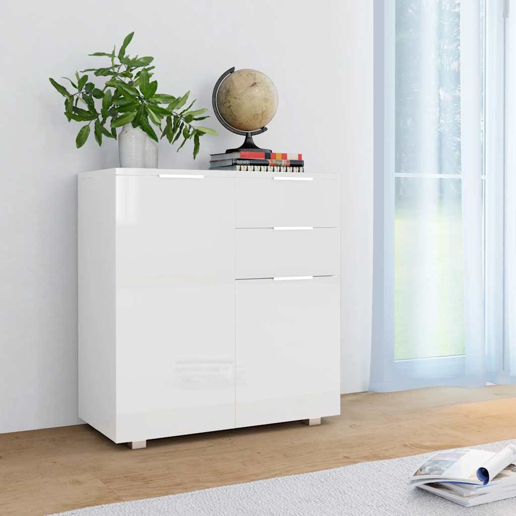 Vidaxl dressoir 71x35x80 cm spaanplaat hoogglans wit