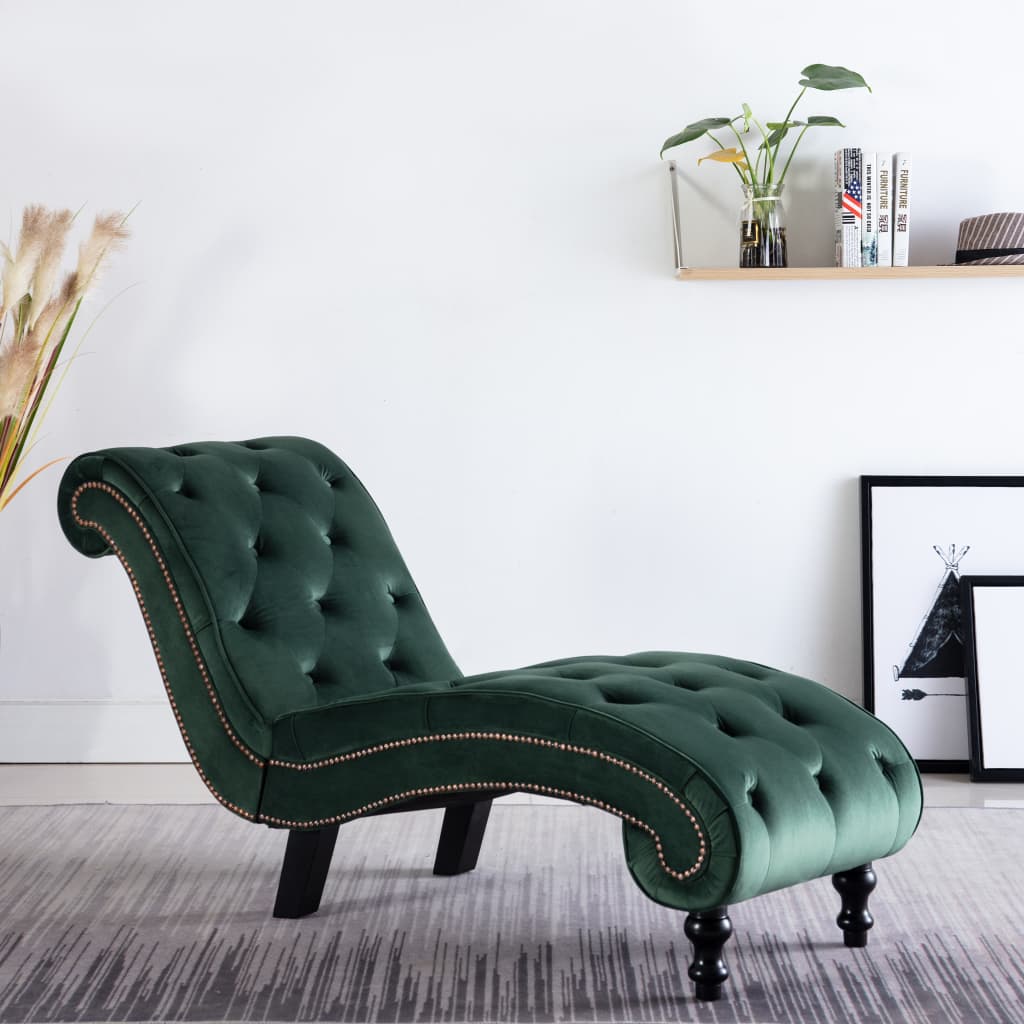 Vidaxl chaise longue fluweel groen