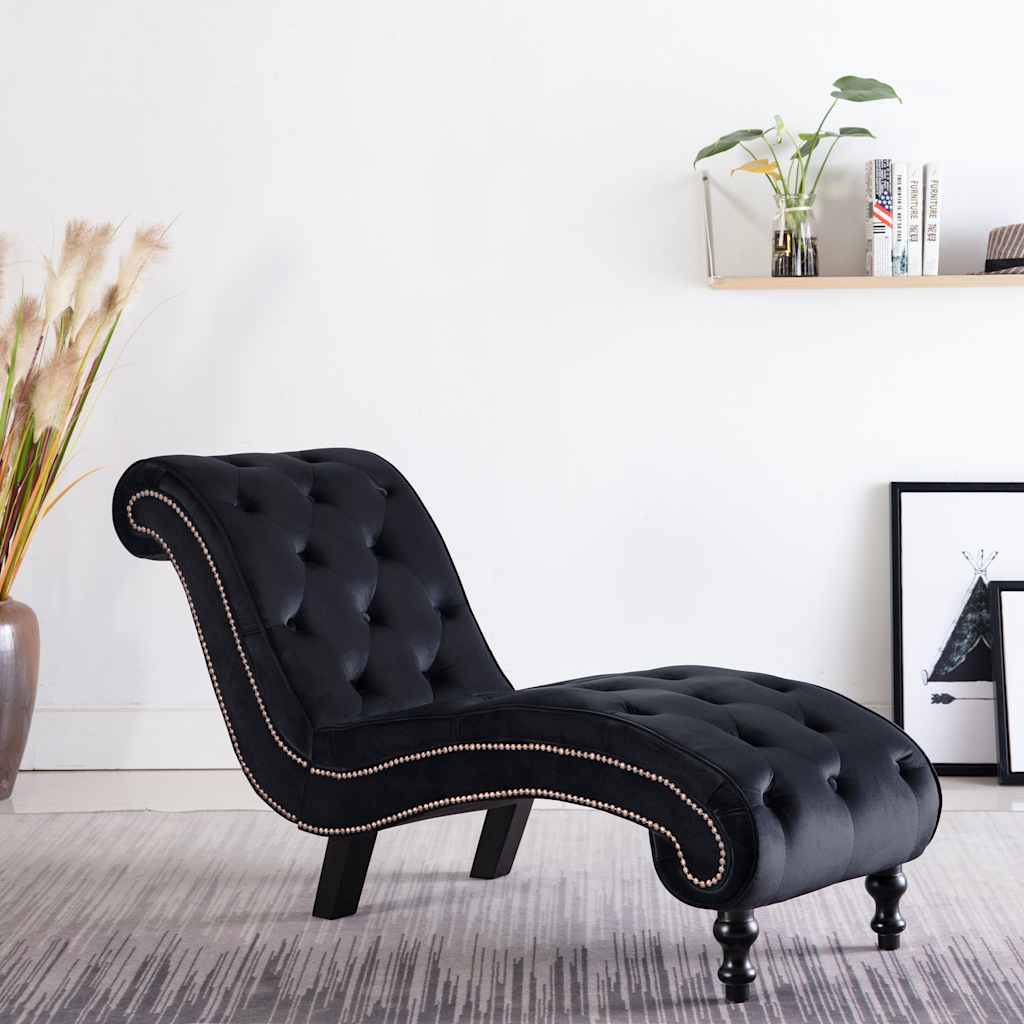 Vidaxl chaise longue fluweel zwart