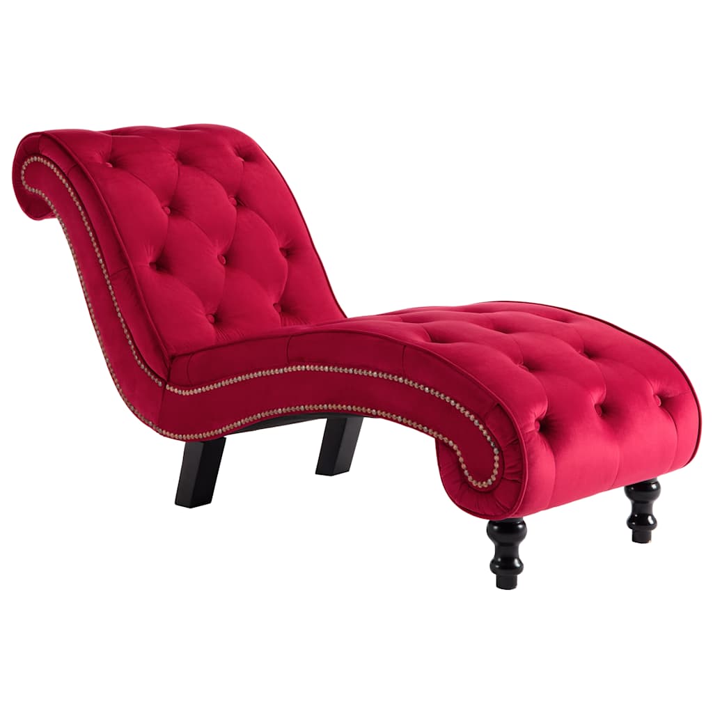 Vidaxl chaise longue fluweel rood